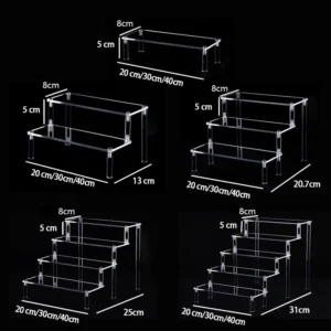 1-5 Layer Acrylic Display Risers,Clear Shelf Cupcake Display Stand for Food Desserts Perfume Organizer Funko POP Collections