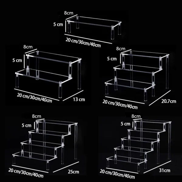 1-5 Layer Acrylic Display Risers,Clear Shelf Cupcake Display Stand for Food Desserts Perfume Organizer Funko POP Collections