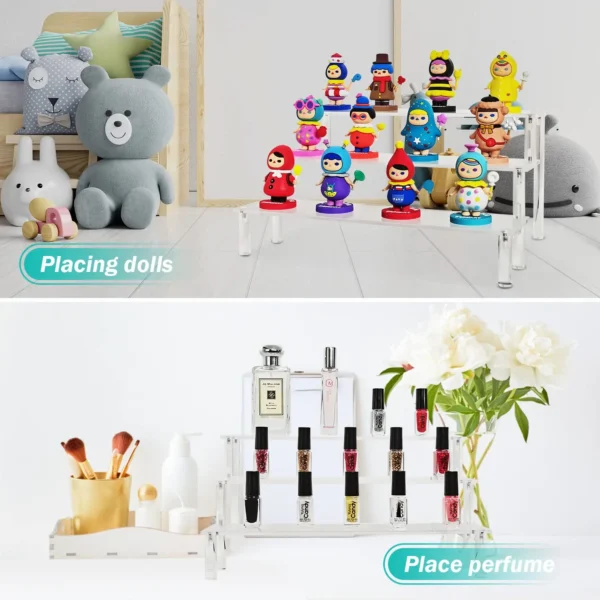 1-5 Layer Acrylic Display Risers,Clear Shelf Cupcake Display Stand for Food Desserts Perfume Organizer Funko POP Collections - Image 2