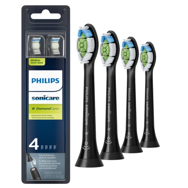 Philips Sonicare Diamondclean Replacement Toothbrush Heads, HX6064/95, Brushsync™ Technology, Black 4-pk