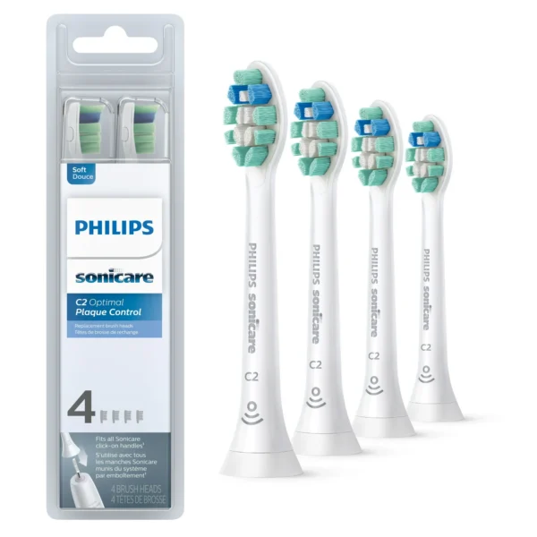 Philips Sonicare Optimal Plaque Control Replacement Toothbrush Heads, HX9024/65, Brushsync™ Technology, White 4-pk