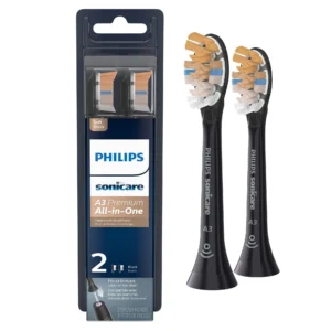 Philips Sonicare Premium All-In-One (A3) Replacement Toothbrush Heads, HX9092/95, Smart Recognition, Black 2-pk