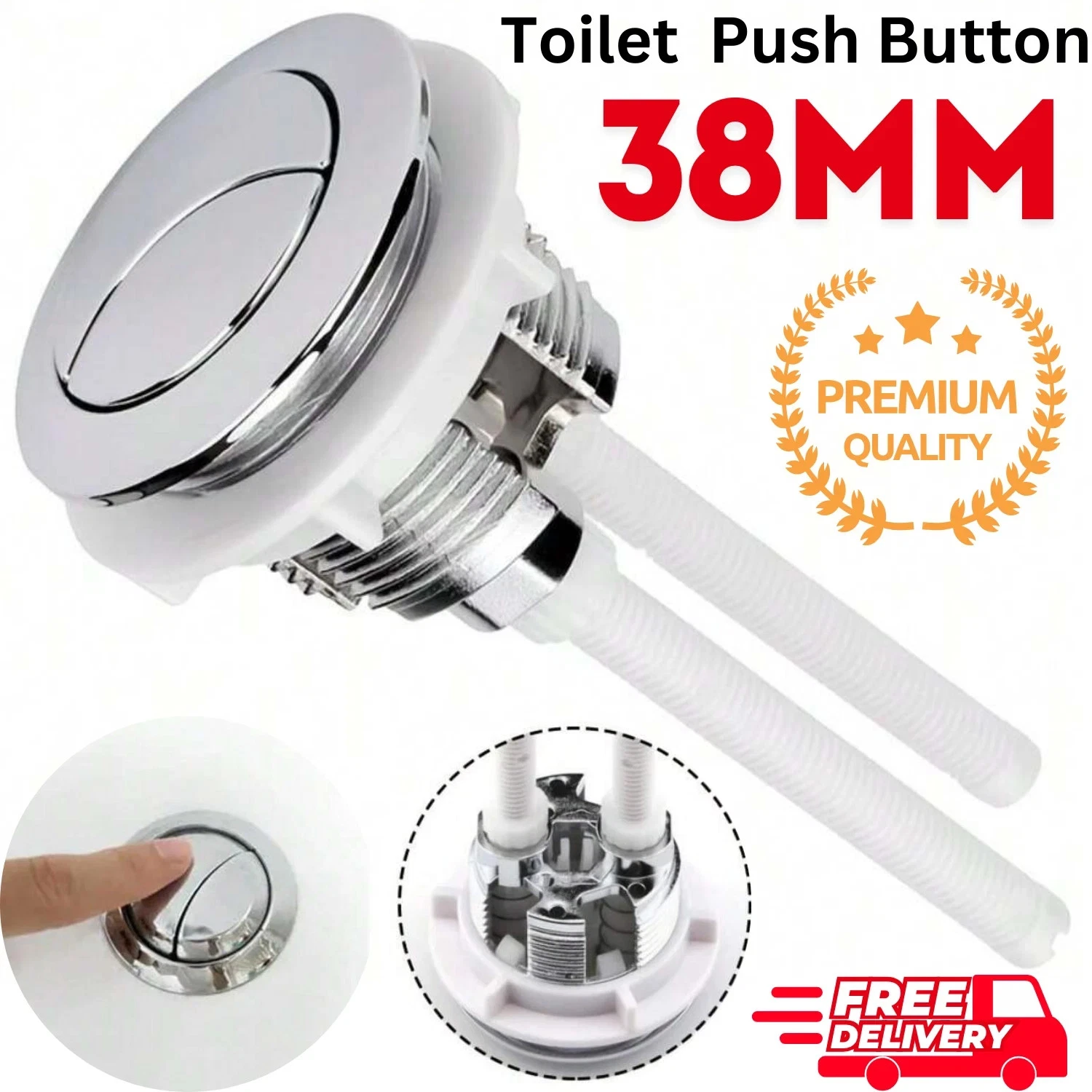 38mm Replacement Dual Flush Push Button – Universal Toilet Cistern Water Saving