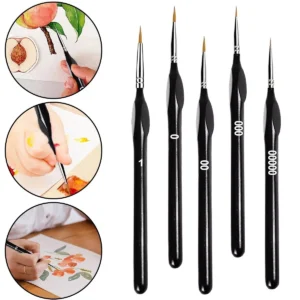 6x Extra Fine Tip Detail Paint Brushes Set for Miniatures Model Maker Painting