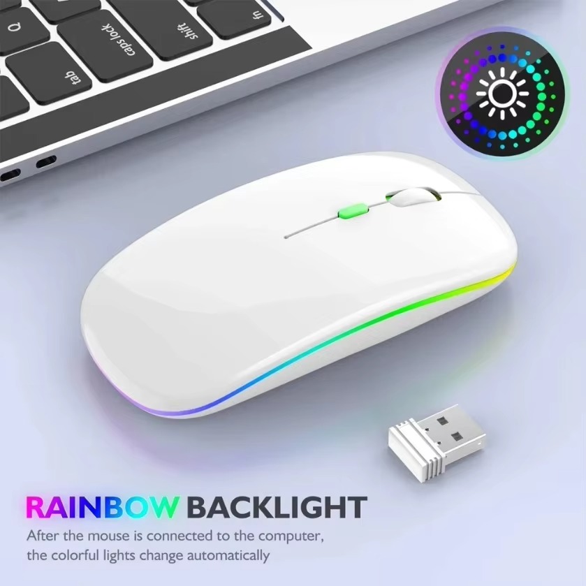 Rechargeable Wireless Mouse Bluetooth Dual Mode 2.4GHz Silent LED Backlit Optical Mouse for PC Laptop - Image 3
