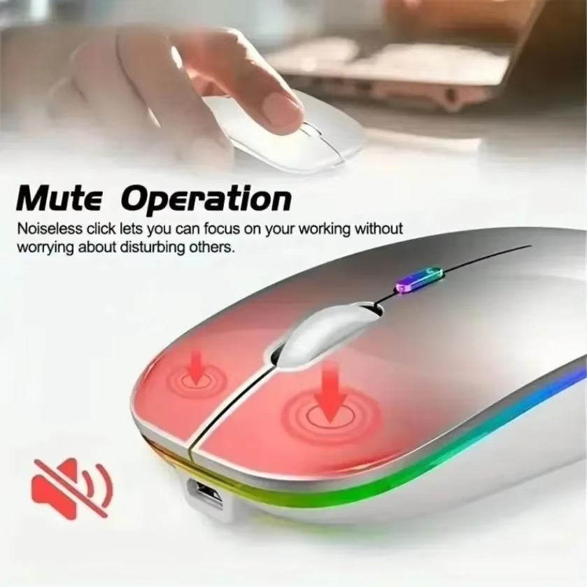 Rechargeable Wireless Mouse Bluetooth Dual Mode 2.4GHz Silent LED Backlit Optical Mouse for PC Laptop - Image 4