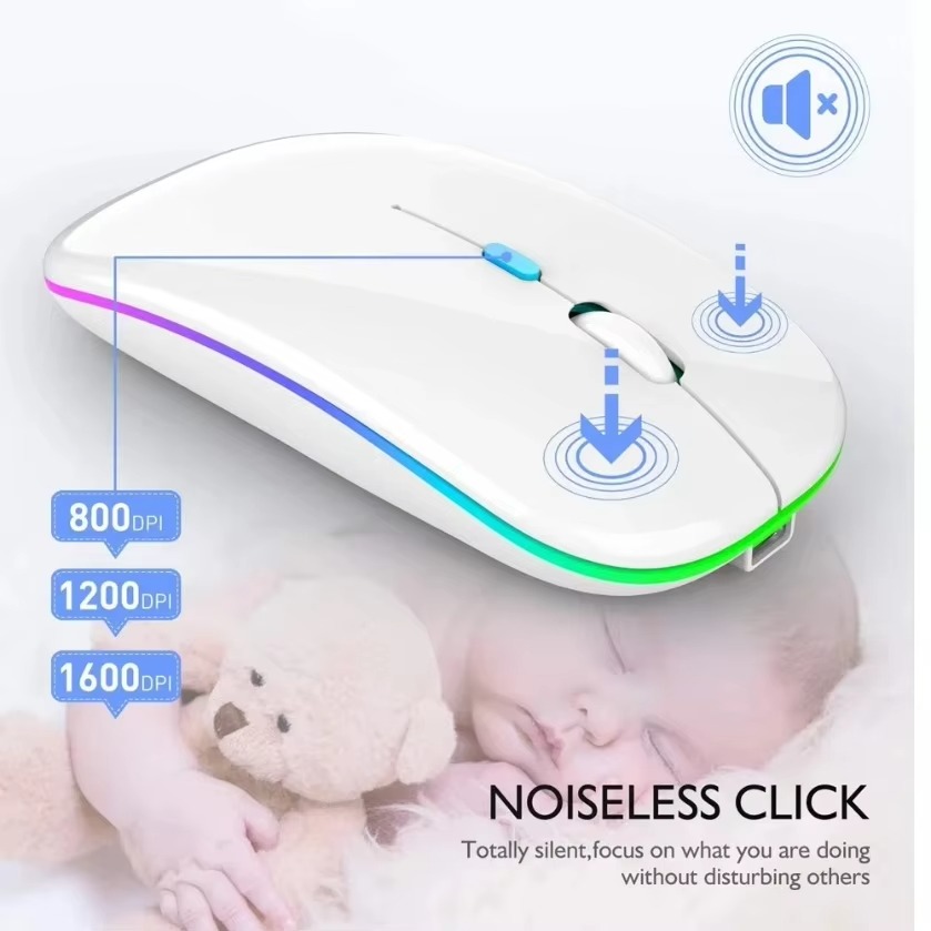 Rechargeable Wireless Mouse Bluetooth Dual Mode 2.4GHz Silent LED Backlit Optical Mouse for PC Laptop - Image 2