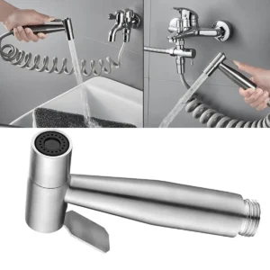 Toilet Bidet Douche Spray Set – Hygienic Stainless Steel Shower Head with Chrome Hose Kit