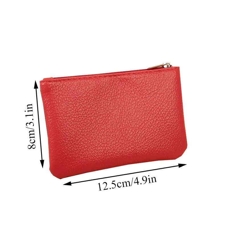 PU Leather Coin Purse Retro Litchi Zipper Mini Wallet Card Holder for Women - Image 4