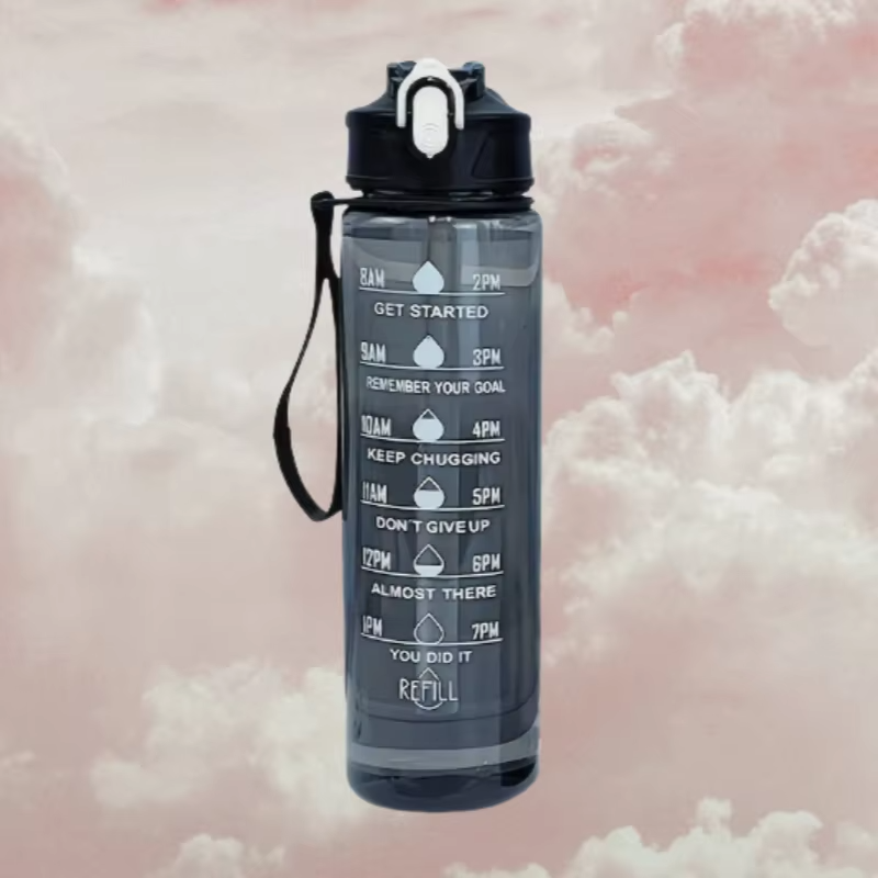 750ml Large Capacity Transparent Water Bottle with Time Scale Sports Strap for Camping - Image 6