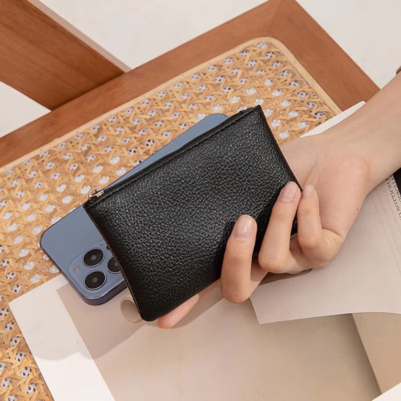 PU Leather Coin Purse Retro Litchi Zipper Mini Wallet Card Holder for Women - Image 3