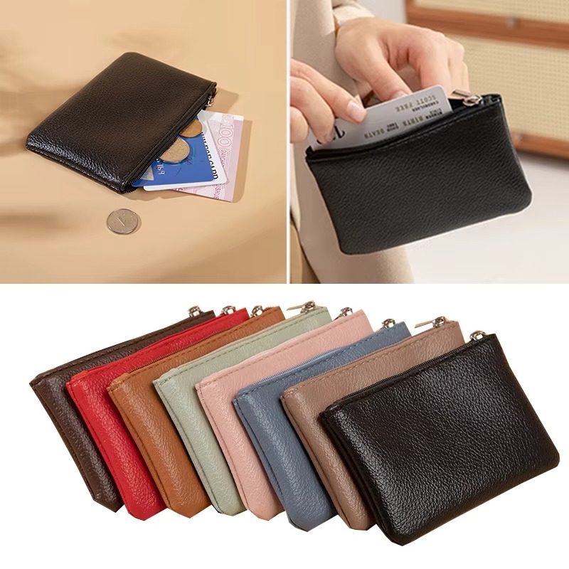 PU Leather Coin Purse Retro Litchi Zipper Mini Wallet Card Holder for Women - Image 5