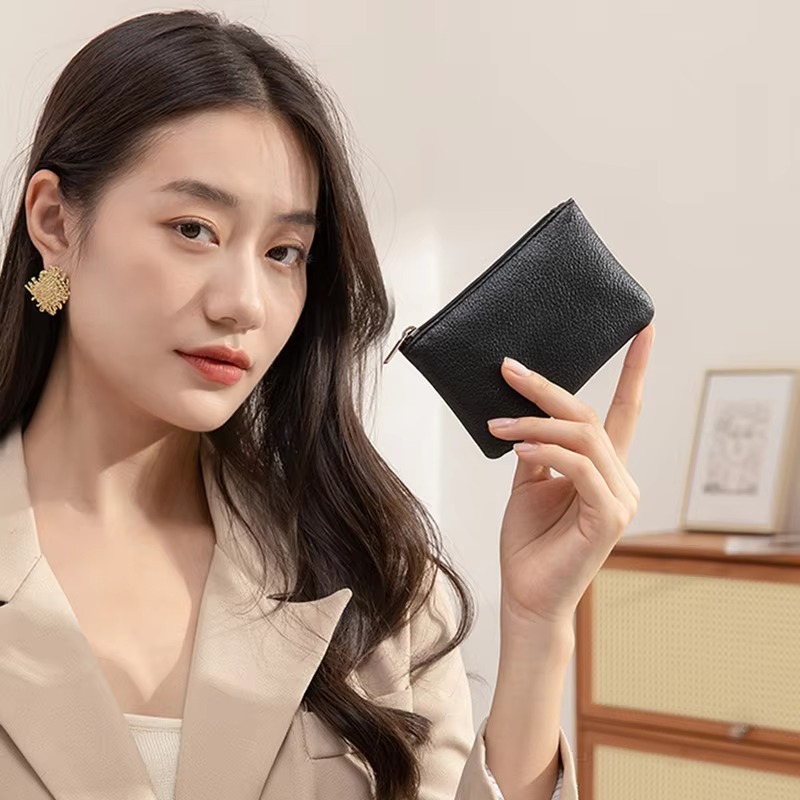 PU Leather Coin Purse Retro Litchi Zipper Mini Wallet Card Holder for Women - Image 6